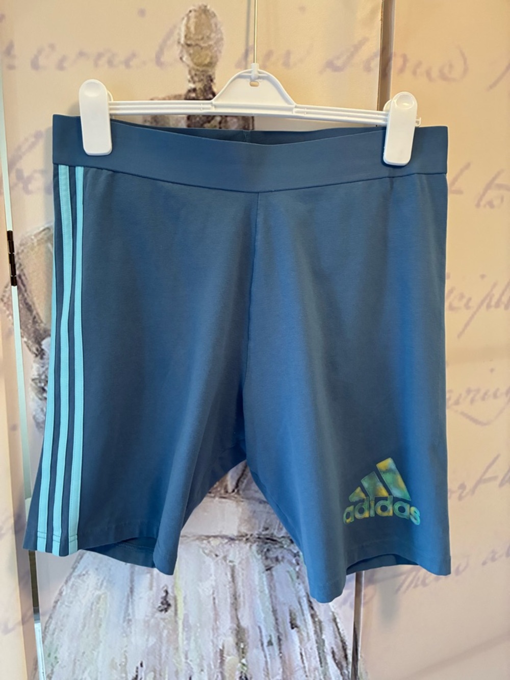 New w/o tags. Adidas Women’s Teal Athletic Shorts with Light Aqua Stripes